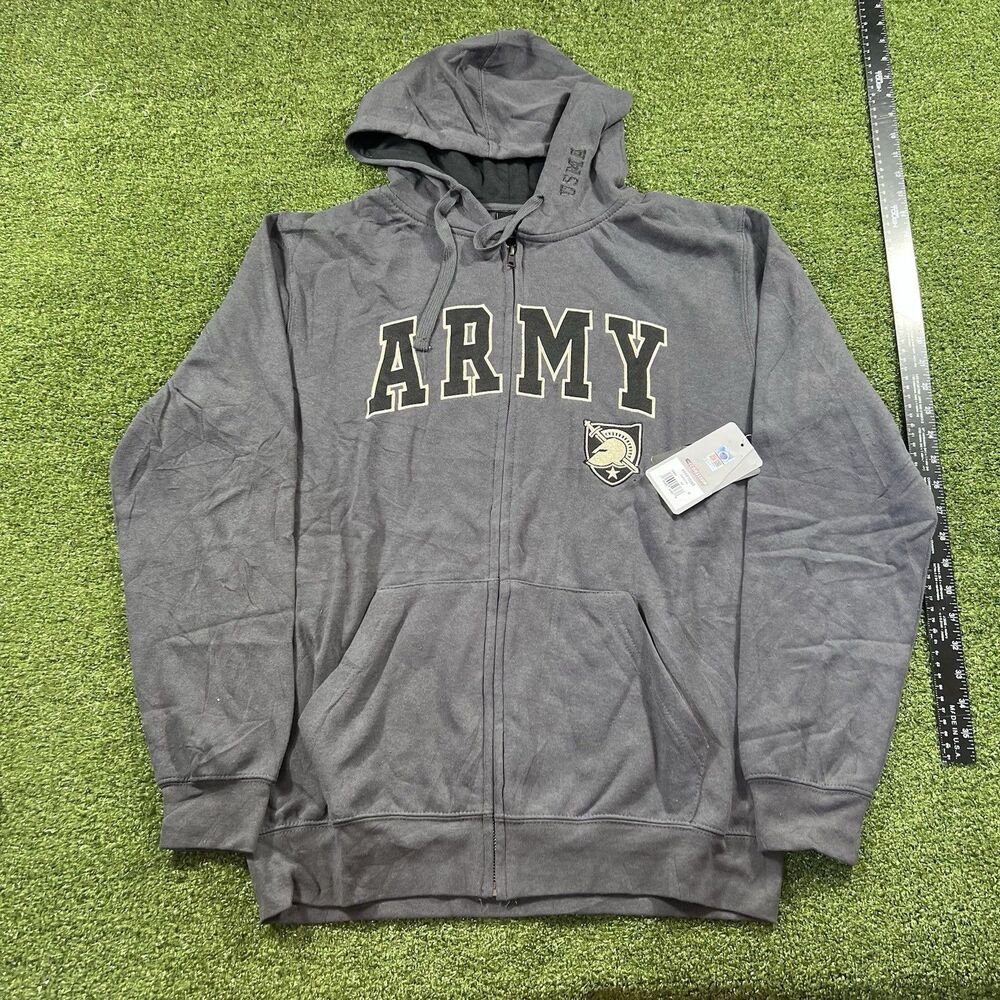 Colosseum Men's Charcoal Army Black Knights Arch & Logo 3.0 Full-Zip Hoodie M